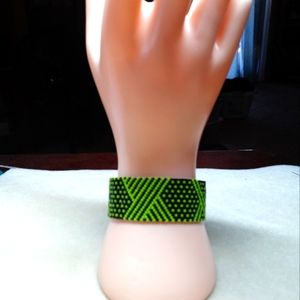 Black and green peyote bracelet